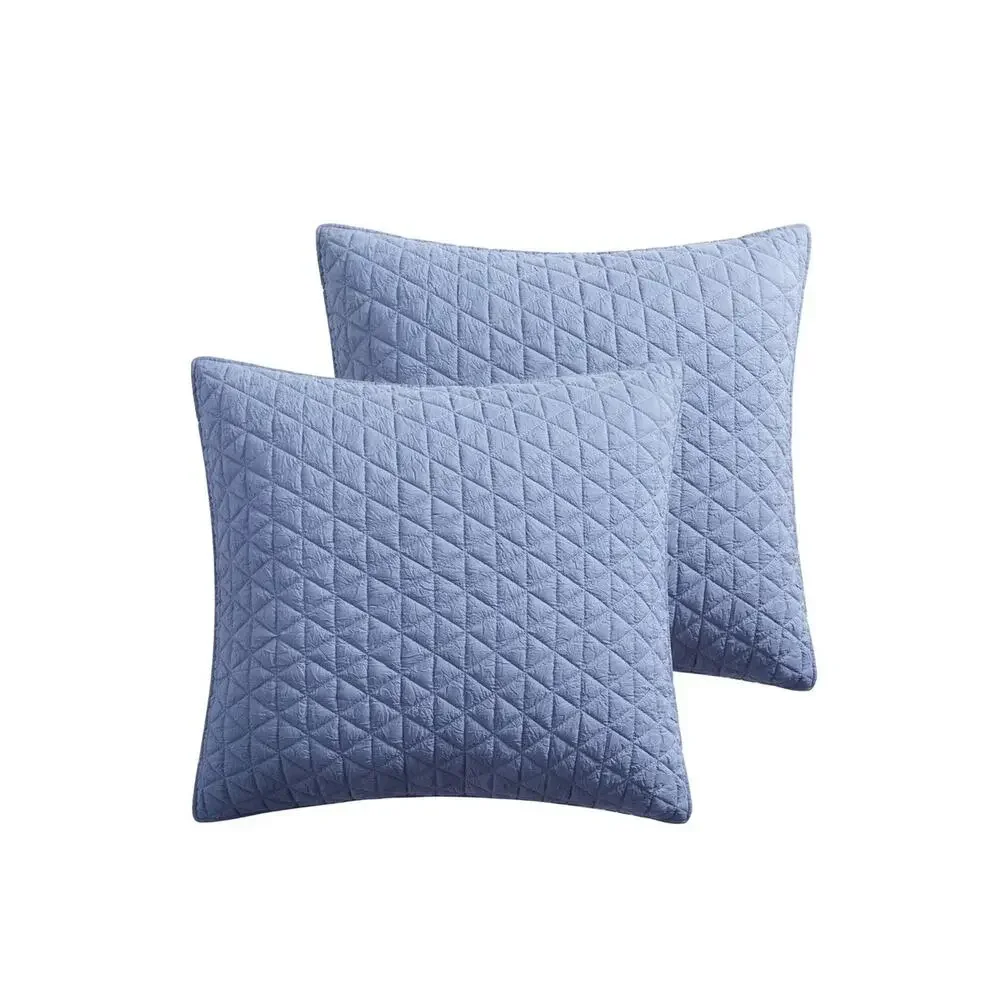 Levtex Home Rowan Euro Sham Set 2 Blue Quilted 26x26 NWT Bedding